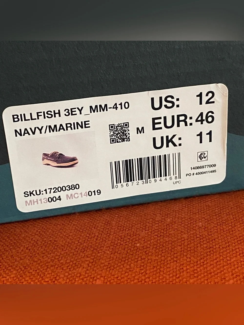 Sperry Billfish 3-Eye Pull-up Boat Shoes Navy Men’s Size US 12M